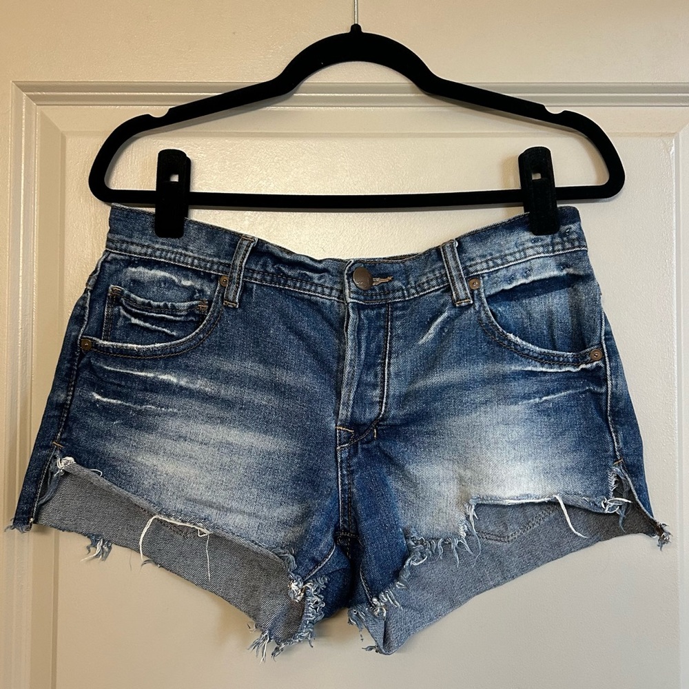 Free People distressed jean shorts